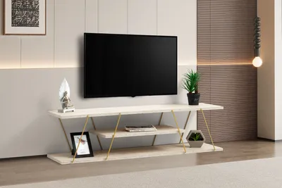 Produktbild von Skye Decor, Canaz - Gold, Marble, Gold, Fernsehtisch, 120 x 33 x 30 cm, 100 % MELAMINBESCHICHTETE SPANPLATTEN