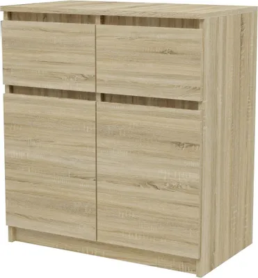 Produktbild von CDF Moderne Kommode Malaga 2D2S | Farbe: Eiche Sonoma | Schrank für Dokumente, Kleinigkeiten