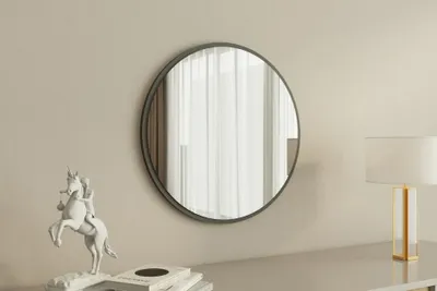 Image de Skye Decor, Ozze - Blanc, Anthracite, Miroir, Blanc, 60 x 2,2 x 60 cm