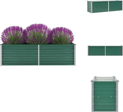 Image de vidaXL Bac de jardin surélevé Acier galvanisé 160x40x45 cm Vert - Pots de fleurs & Jardinières