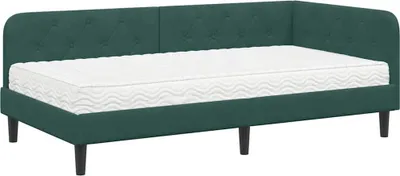 Obrázok produktu pre vidaXL Rohový rám postele tmavozelený 100 x 200 cm zamat