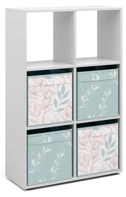 Produktbild von Raumteiler, Weiß, 72 x 107,8 cm mit 4 Faltboxen, zur flexiblen Raumaufteilung und Aufbewahrung geeignet