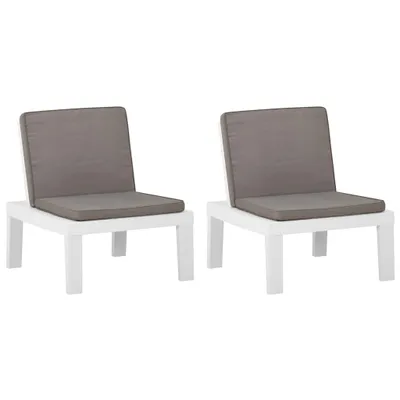 Image de vidaXL Chaises de jardin avec coussins 2 pcs. Plastique blanc
