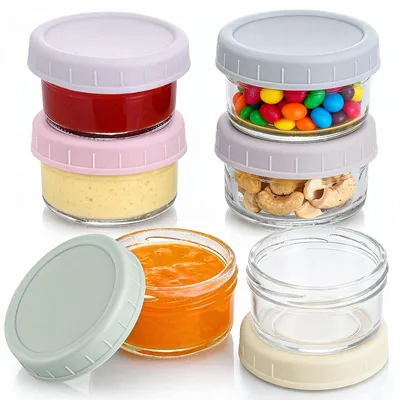 6er-Set Glasbehälter 80 ml mit Deckel, luftdicht, für Gewürze & Snacks