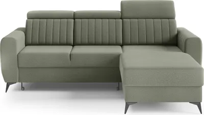 Produktbild von Ecksofa mit Schlaffunktion und Bettkasten, Couch für Wohnzimmer, Schlafsofa, Eckcouch L-Form  Sofagarnitur Sofa Wohnlandschaft - Ottomane links als auch rechts montierbar  - 238x93x176 cm - Ecksofa MOSTA I Olive (Element 11)