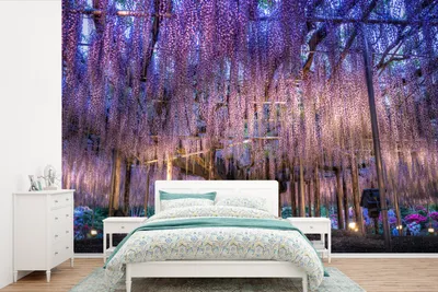 Produktbild von MuchoWow® Fototapete für Wohnzimmer oder Schlafzimmer Wandtapete Vinyl Motivtapete Glyzinien und ein Baum - 330x220 cm - Fototapeten