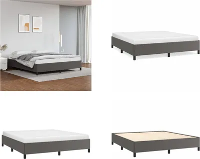 Produktbild von vidaXL Bettgestell Grau 160x200 cm Kunstleder - Bettgestell - Bettgestelle - Bett - Schlafzimmermöbel