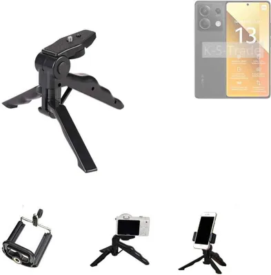 Produktbild von K-S-Trade Stativ Tisch-Ständer Dreibein Handy-Stativ Ständer kompatibel mit Xiaomi Redmi Note 13 5G Global Mini-Stativ Smartphone Tripod
