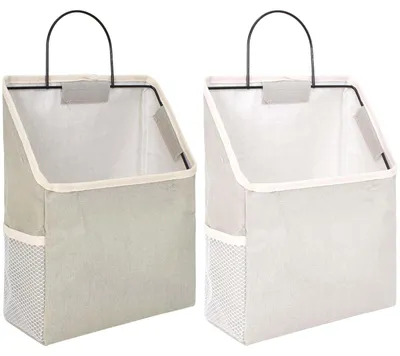 Image de Solidchoice - Lot de 2 sacs muraux en coton avec cadre métallique et crochets