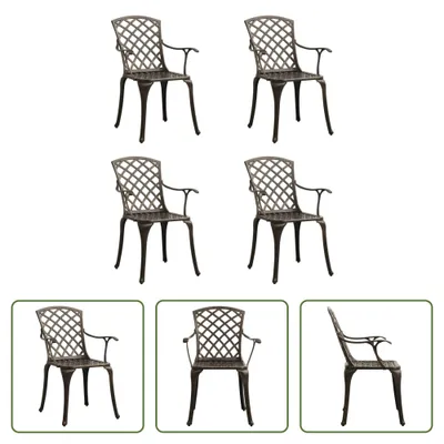 Image de The Living Store Chaises de jardin 4 pcs. Fonte d'aluminium Bronzes