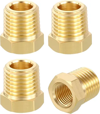 Imagen del producto de Conectores Messing, rosca exterior de 1/4" a rosca interior de 1/8", paquete de 4 unidades, para conexiones de tuberías