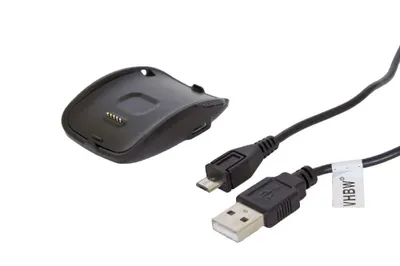 Produktbild von vhbw USB Ladekabel kompatibel mit Samsung Gear S SM-R750 Smartwatch Fitnesstracker - Dockingstation Schwarz, 100 cm