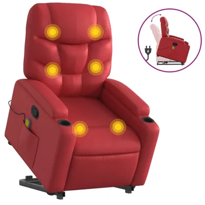 Produktbild von Massagesessel mit Aufstehhilfe Rot Kunstleder