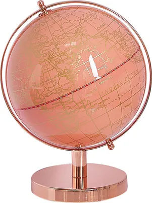 Produktbild von BELIANI Globus Rosa Kunststoff drehbar mit Metall-Standfuß in Roségold Dekoration Deko Wohnzimmer Accessorie Arbeitsbereich Flur