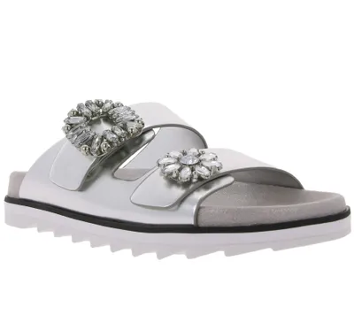Produktbild von GUESS Schuhe Pantolette moderne Damen Sommer-Sandalette mit Schmuckapplikationen Silber, Größe:36