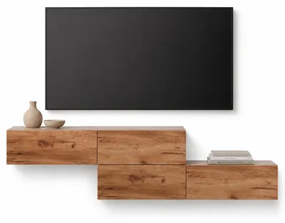 Produktbild von WEST TV-Lowboard 2x 160cm, wandhängend, mit Stauraum, versetzt montierbar, Gold Eiche