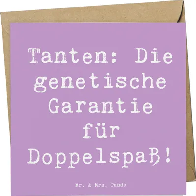 Produktbild von Mr. & Mrs. Panda Grußkarte Spruch Tanten Doppelspaß - Lavendeltraum - Geschenk, Geburtstage, Glückwunschkarte, faltkarte, Klappkarte, anlasskarte, herzerwärmende Sprüche