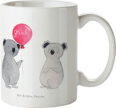 Produktbild von Mr. & Mrs. Panda Pott Koala Luftballon - Weiß - Geschenk, Kinderbecher, Geburtstag, Party, Mehrwegbecher, Trinklernbecher, Henkelbecher, Plastikbecher