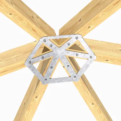 Produktbild von Pavillon Dachverbinder 5 mm Stahl feuerverzinkt – Eckverbindung für Gartenpavillon - 6-Eck
