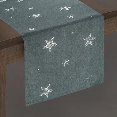 Produktbild von Festliche Tischdecke Tischdekoration MERRY Weihnachten 33x140 cm dunkelgrau