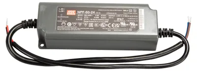 Produktbild von MEANWELL NPF-60-24, Installationsnetzteil, IP67 60W 24V 2,5A CV+CC