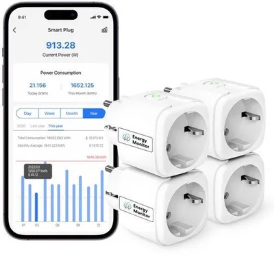 Productafbeelding van Wifi-stopcontact met Energiemeting en Timer, Bediening via App