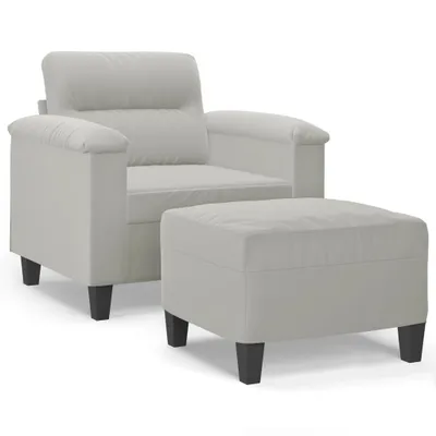 Image de Fauteuil avec repose-pied Gris clair 60 cm Tissu microfibre