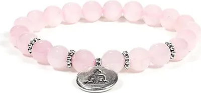 Immagine prodotto di Mala/bracciale elastico di quarzo rosa con Buddha -- 0,8 cm