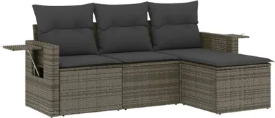 Obrázek produktu pro vidaXL 4dílná zahradní sedací souprava s polštáři Grey Poly Rattan