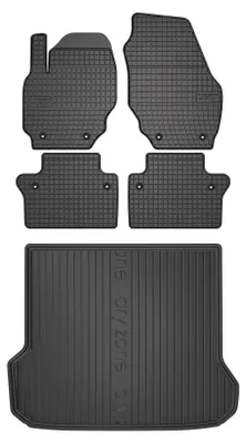 Image de Tapis en caoutchouc + bac de coffre pour Volvo XC70 III 2007-2016 (break, coffre standard) – 5 pièces, noirs, sur mesure