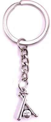 Obrázok produktu pre Onwomania Baseball Bat Cross Kľúčenka prívesok na kľúče Silver Metal