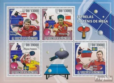 Produktbild von Briefmarken Sao Tome e Principe 2009 Mi 4125-4128 Kleinbogen (kompl. Ausgabe) postfrisch Tischtennisstars