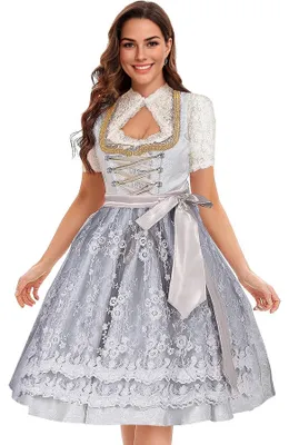 Produktbild von Damen-Dirndl-Set im Midi-Länge, bestehend aus Bluse und Schürze
