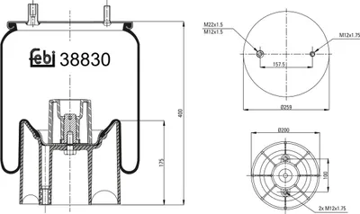 Produktbild von FEBI BILSTEIN Luftfederbalg 38830 400mm 200mm
