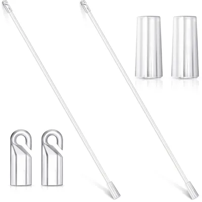 Vorhangstange mit Haken 2 Stück, 30 cm, klar, Kunststoff