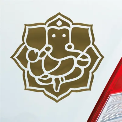 Produktbild von Auto Aufkleber Buddhismus Elefant Ganesha Buddha Asien 10x10 cm Gold Sticker Heckscheibenaufkleber