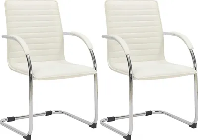 Produktbild von 2er Set Besucherstühle HLO-CP114 Kunstleder  weiß