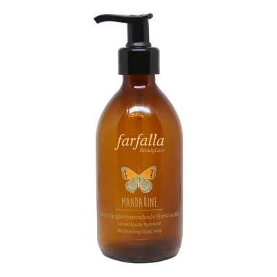 Zdjęcie produktu dla Farfalla Handseife Carpe Diem Mandarine, Rąk, Mydło w płynie, Buteleczka z pompką, AQUA, POTASSIUM OLIVATE, ALCOHOL, COCO-GLUCOSIDE, GLYCERIN, POTASSIUM COCOATE, LAURYL GLUCOSIDE,..., 300 ml, 1 szt.