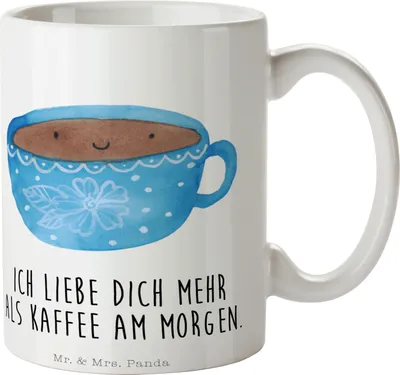 Produktbild von Mr. & Mrs. Panda Teetasse Kaffee Tasse - Weiß - Geschenk, Liebe, Lustige Sprüche, Geschmack, Becher, Genuss, schöne, Glücklich, Kaffeebecher, Kaffeetasse