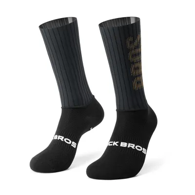 Produktbild von ROCKBROS 1 Paar Fahrradsocken Atmungsaktive Rennrad-Socken Kompressionssocken für Laufen, Fitness, Training für Herren und Damen Schwarz-Gold L
