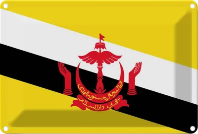 Produktbild von vianmo Blechschild 12x18 cm Bruneis Brunei Flagge Fahne Wappen