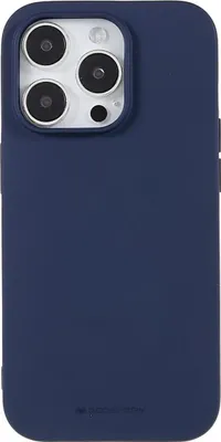 A dark blue phone case is shown from the back, with the camera module visible at the top.