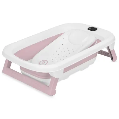 Produktbild von Lionelo BabyBubble Babybadewanne faltbar mit Badeeinsatz und integriertem Thermometer, 40 l, 78 × 50 × 20 cm - Rosa