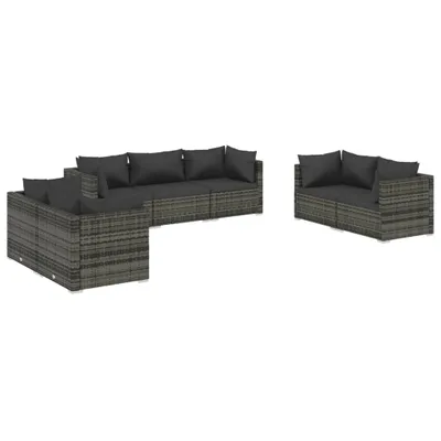 Obrázek produktu pro vidaXL 7dílná zahradní lehátková souprava s polštáři Poly Rattan Grey