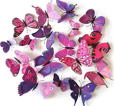 Produktbild von Oblique Unique 3D Schmetterlinge 12er Set für die Wand zum Kleben Wandtattoo Wandsticker Wanddeko -pink-lila