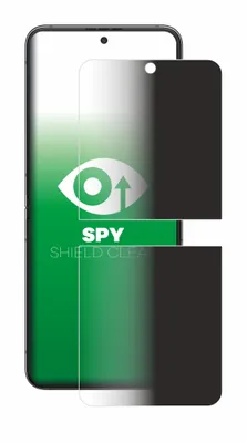 A privacy screen protector is shown partially covering a smartphone screen.