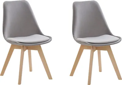Obrázek produktu pro BELIANI Sada 2 jídelních židlí šedý samet čalounění elegantní dřevěné nohy moderní design