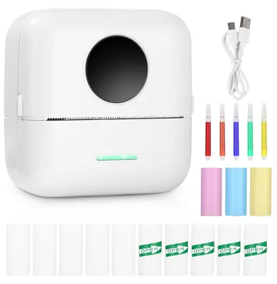 Imagen del producto de Mini impresora, impresora Bluetooth inalámbrica con 13 rollos de papel