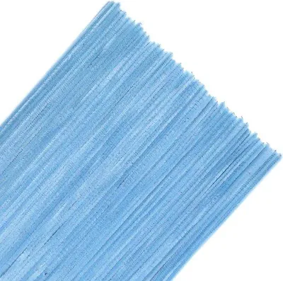Produktbild von 100 Stück hellblaue Chenille-Fäden - 30 cm lang und 6 mm dick - für Bastelarbeiten und Dekorationen