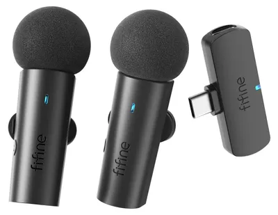 Image de FIFINE M8 micro-cravate sans fil pour USB-C / iPhone (x2), noir